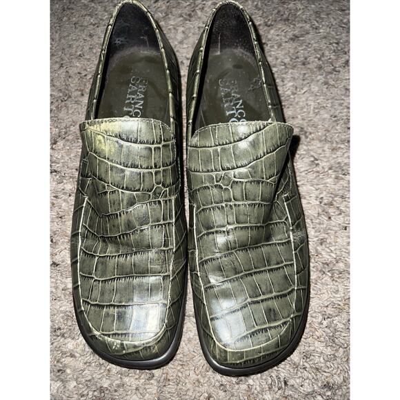 Franco Sarto Womens Green Leather‎ Daix Croc Loafers Size 9.5 - Picture 1 of 9
